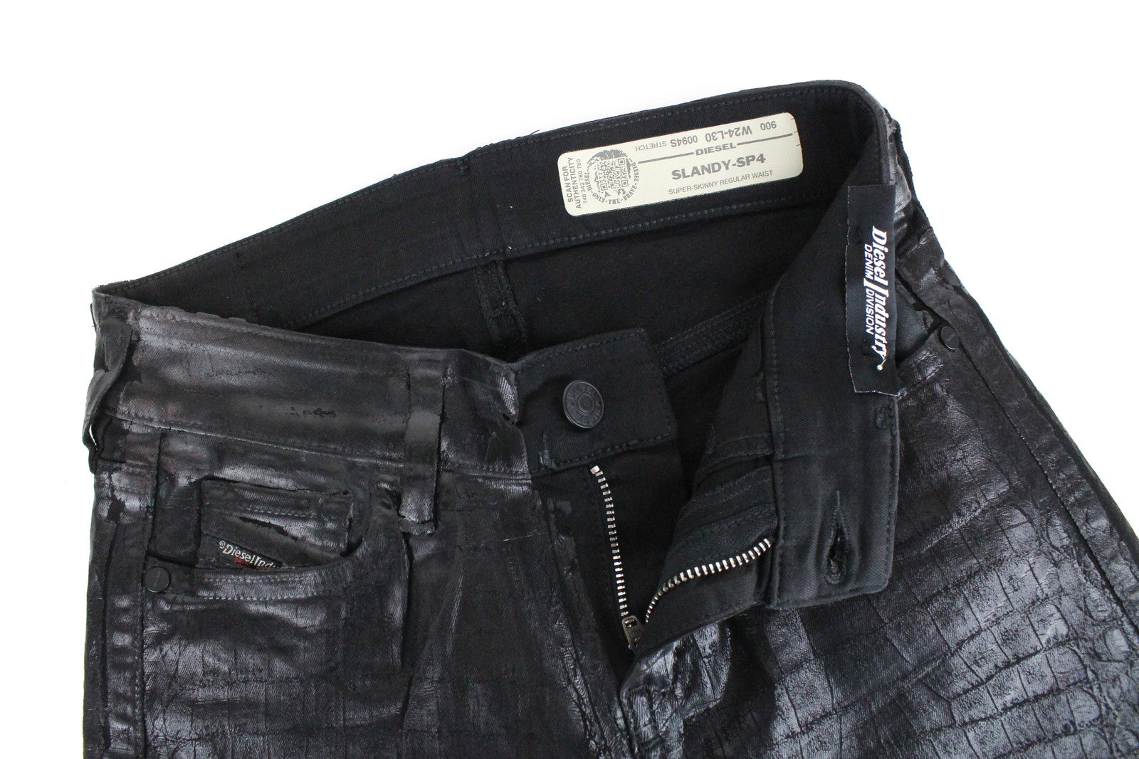 DIESEL Slandy-SP4 0094S Women's Jeans W24/L30 Black Coated Super Skinny Girls