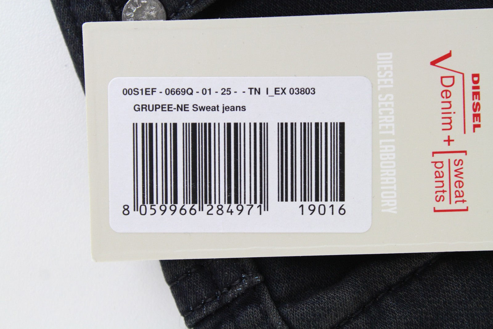 DIESEL Grupee-NE 0669Q Women's Jeans W25 Super Slim Jogg Ripped Navy Fit Stretch