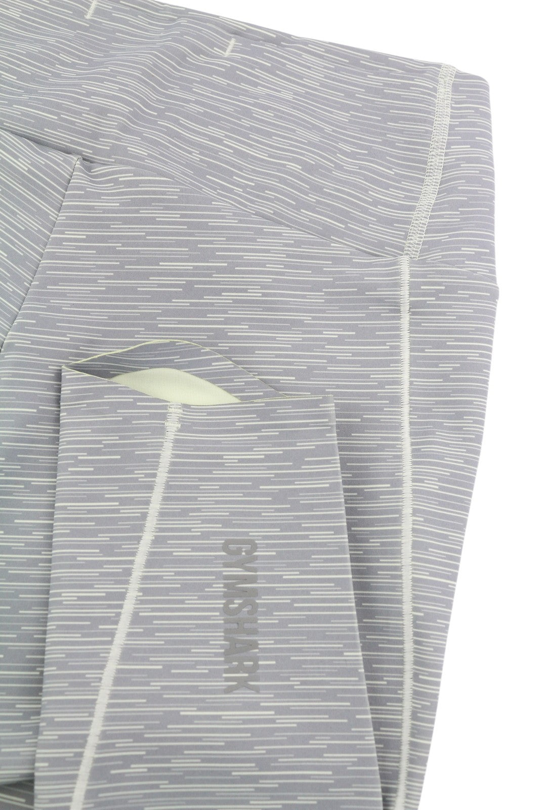 GYMSHARK GLLG5088 moteriškos tamprės M, pilkos, raštuotos, aukštu juosmeniu, priglundančios, tamprios 