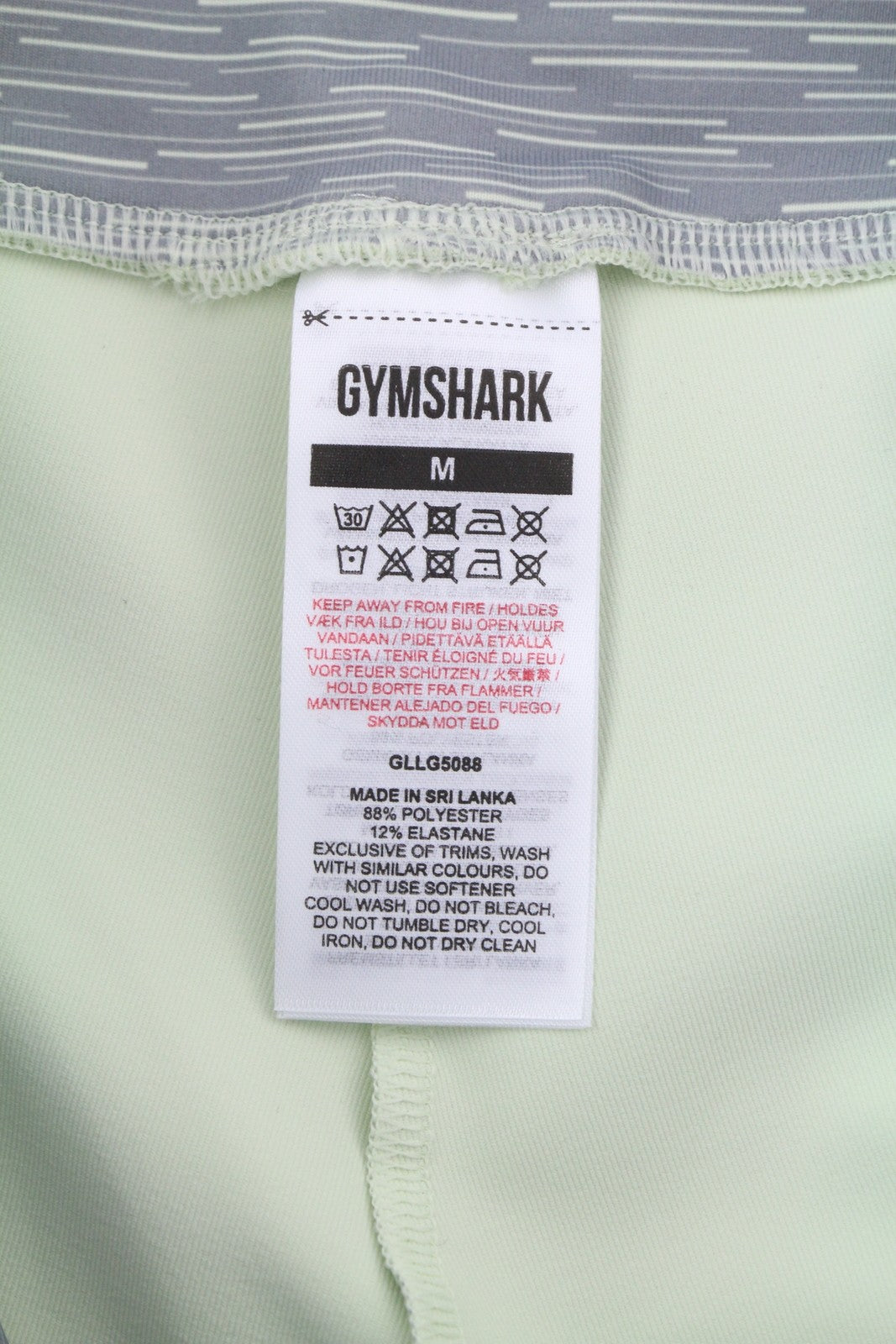 GYMSHARK GLLG5088 moteriškos tamprės M, pilkos, raštuotos, aukštu juosmeniu, priglundančios, tamprios 