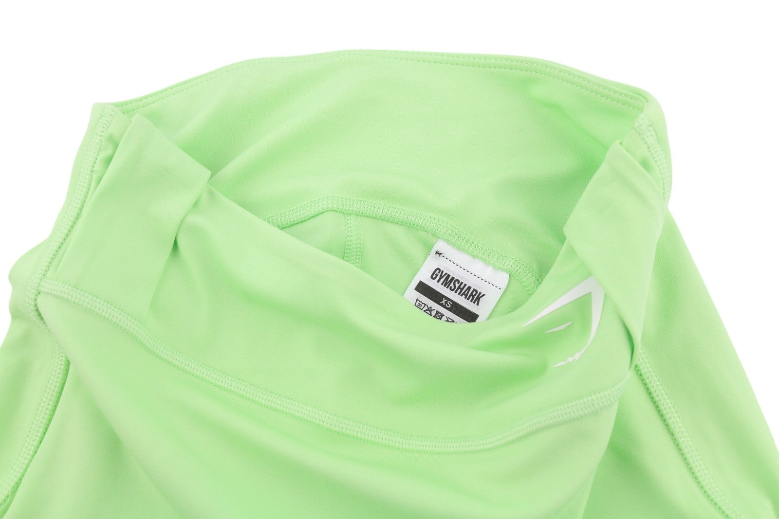 GYMSHARK B2A8N moteriškos tamprės XS, ryškiai žalios, aukštu juosmeniu, su kišenėmis, sportinės 