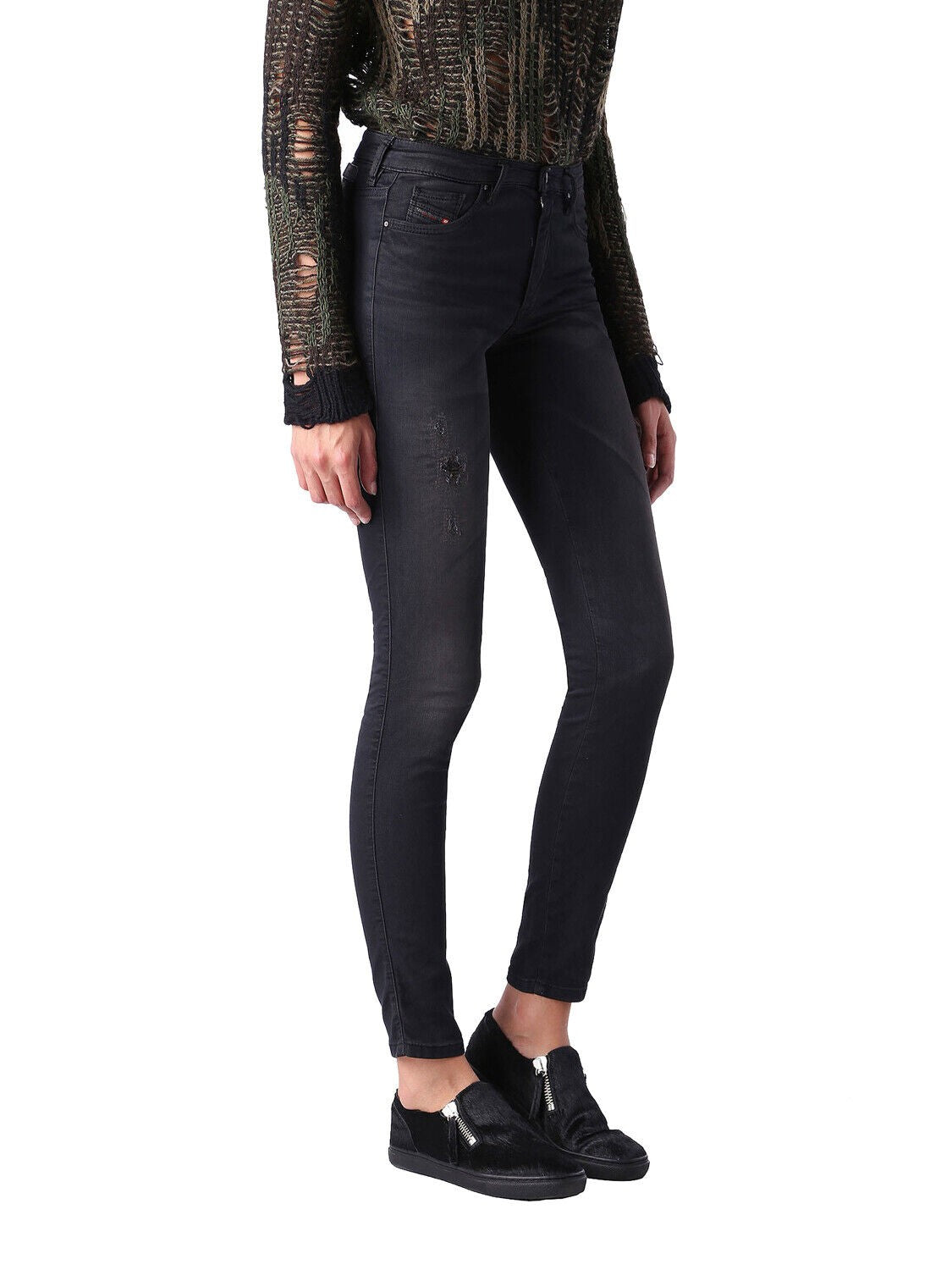 DIESEL Grupee-NE 0669Q Women's Jeans W25 Super Slim Jogg Fit Navy Blue Stretch