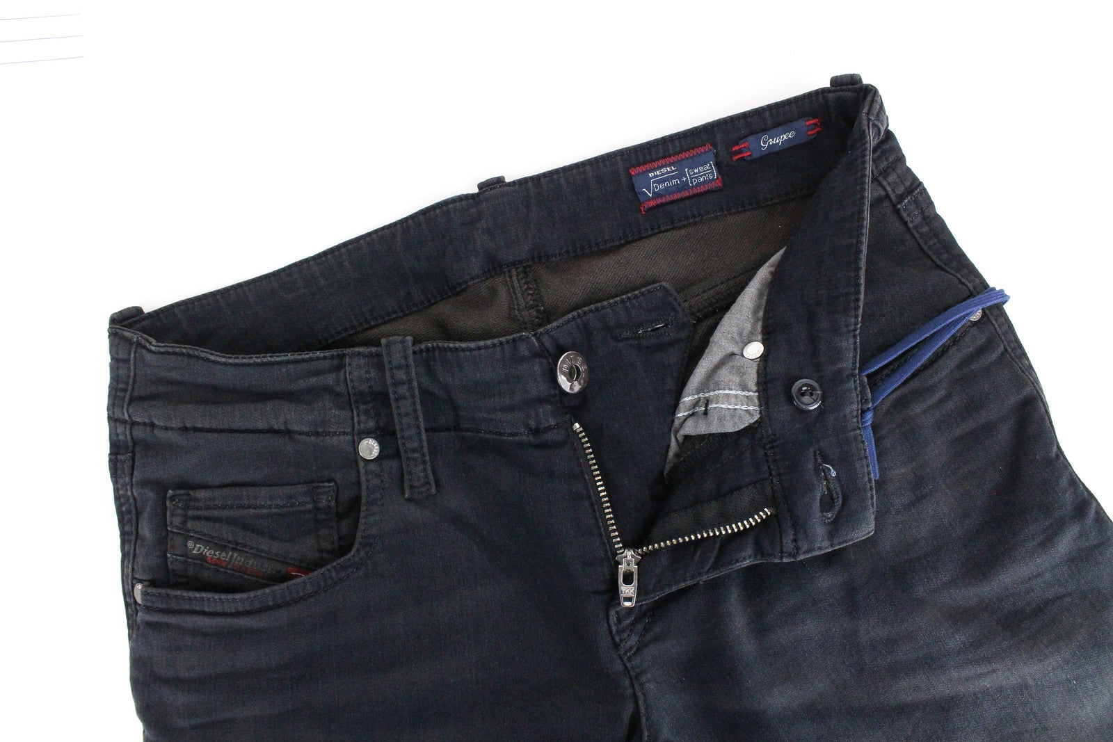 DIESEL Grupee-NE 0669Q Women's Jeans W25 Super Slim Jogg Fit Navy Blue Stretch