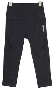 GYMSHARK Energy moteriškos tamprės S juodos besiūlės trumpintos kilpelės aukštu juosmeniu 