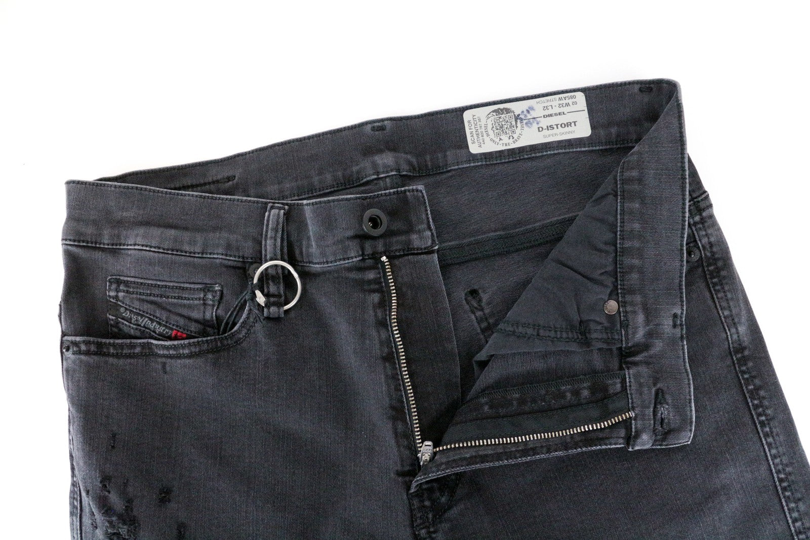 DIESEL D-Istort 085AW vyriški džinsai W32/L32 pilki itin aptempti, tamprūs džinsai 