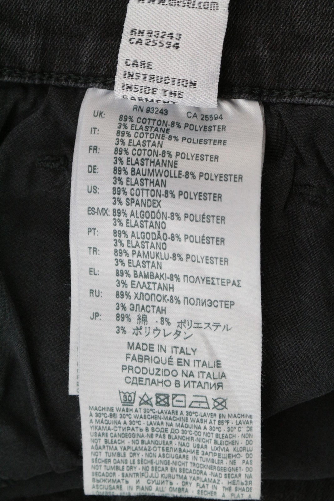 DIESEL D-Istort 085AW vyriški džinsai W32/L32 pilki itin aptempti, tamprūs džinsai 