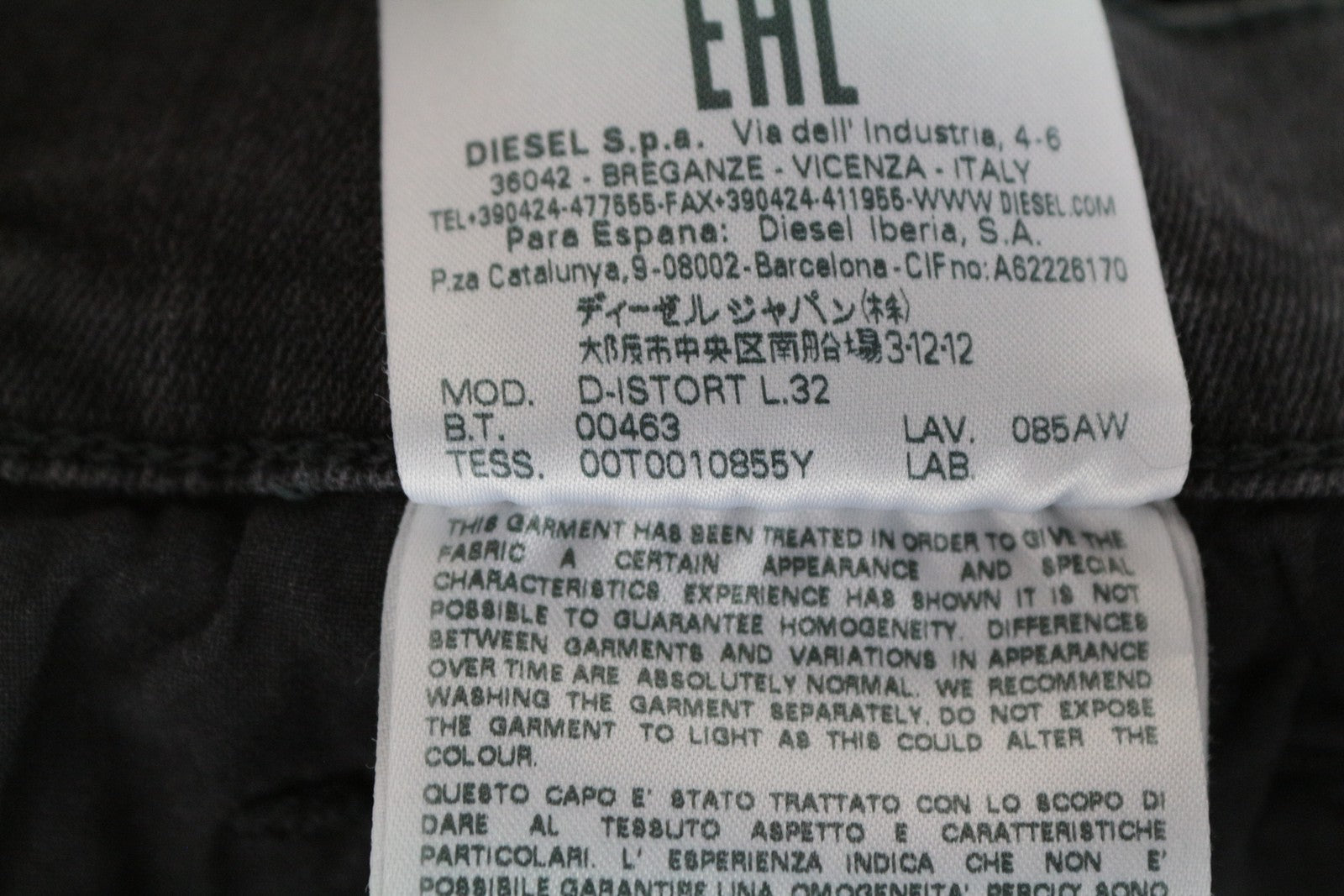 DIESEL D-Istort 085AW vyriški džinsai W32/L32 pilki itin aptempti, tamprūs džinsai 