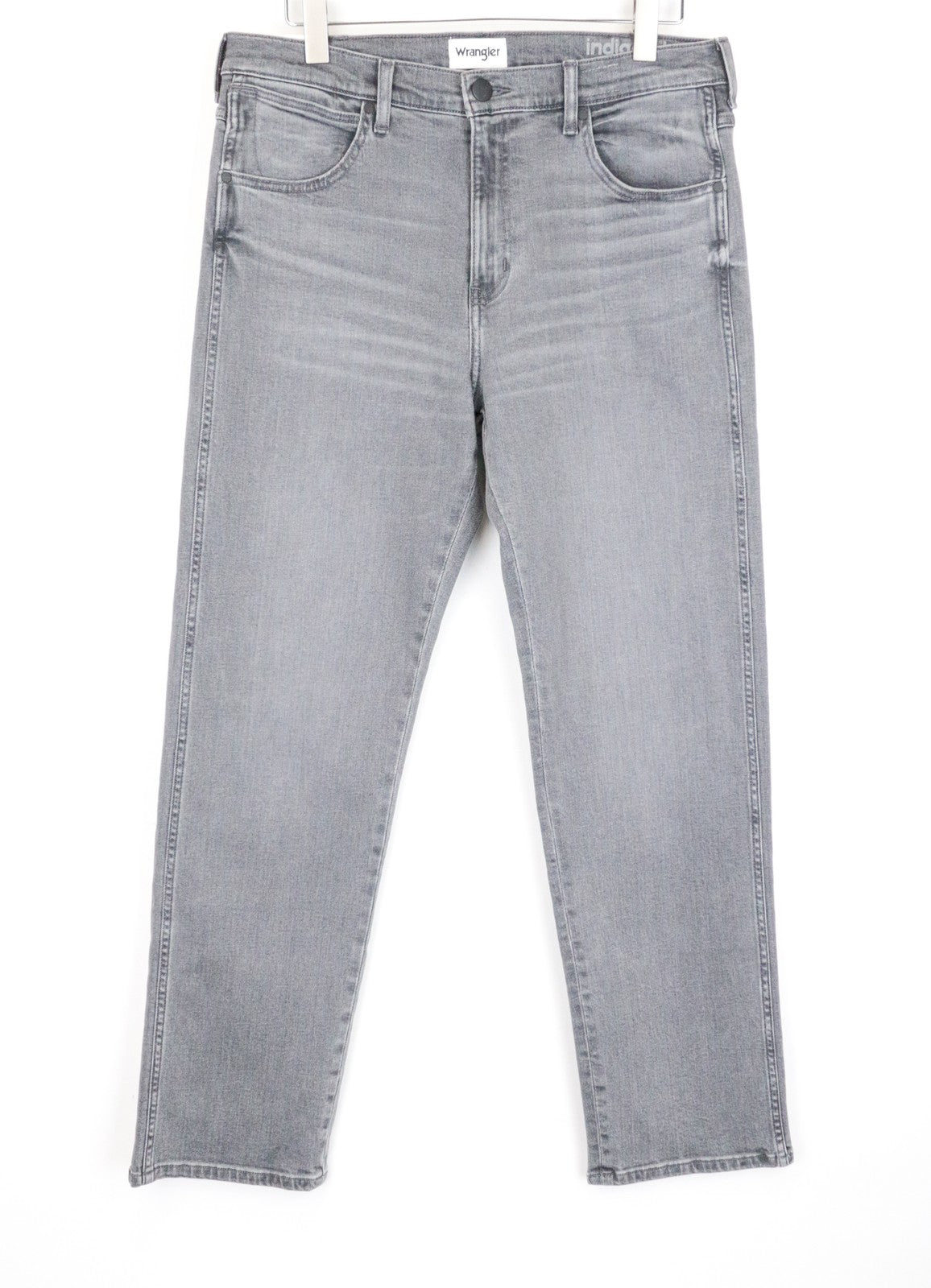 WRANGLER Frontier vyriški džinsai W32/L32 laisvalaikio tiesūs pilki medvilniniai tamprūs džinsai 