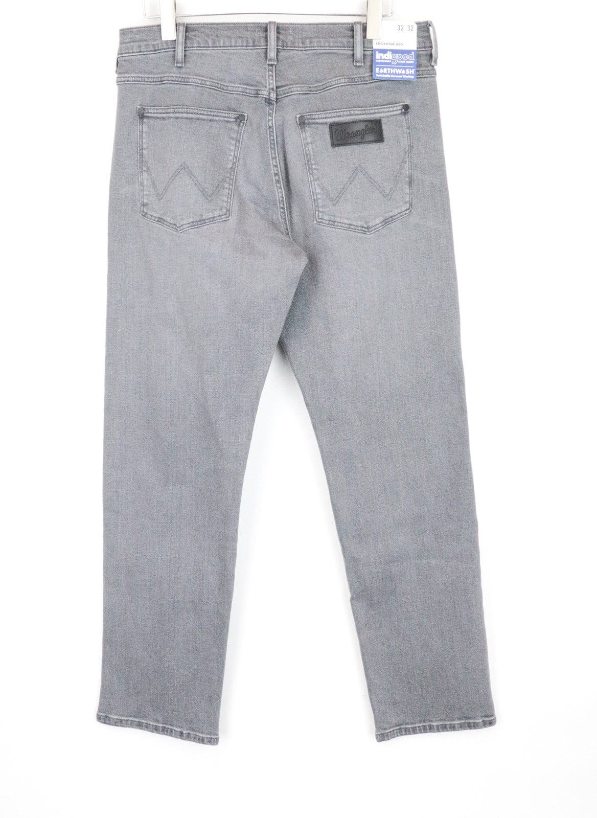 WRANGLER Frontier vyriški džinsai W32/L32 laisvalaikio tiesūs pilki medvilniniai tamprūs džinsai 