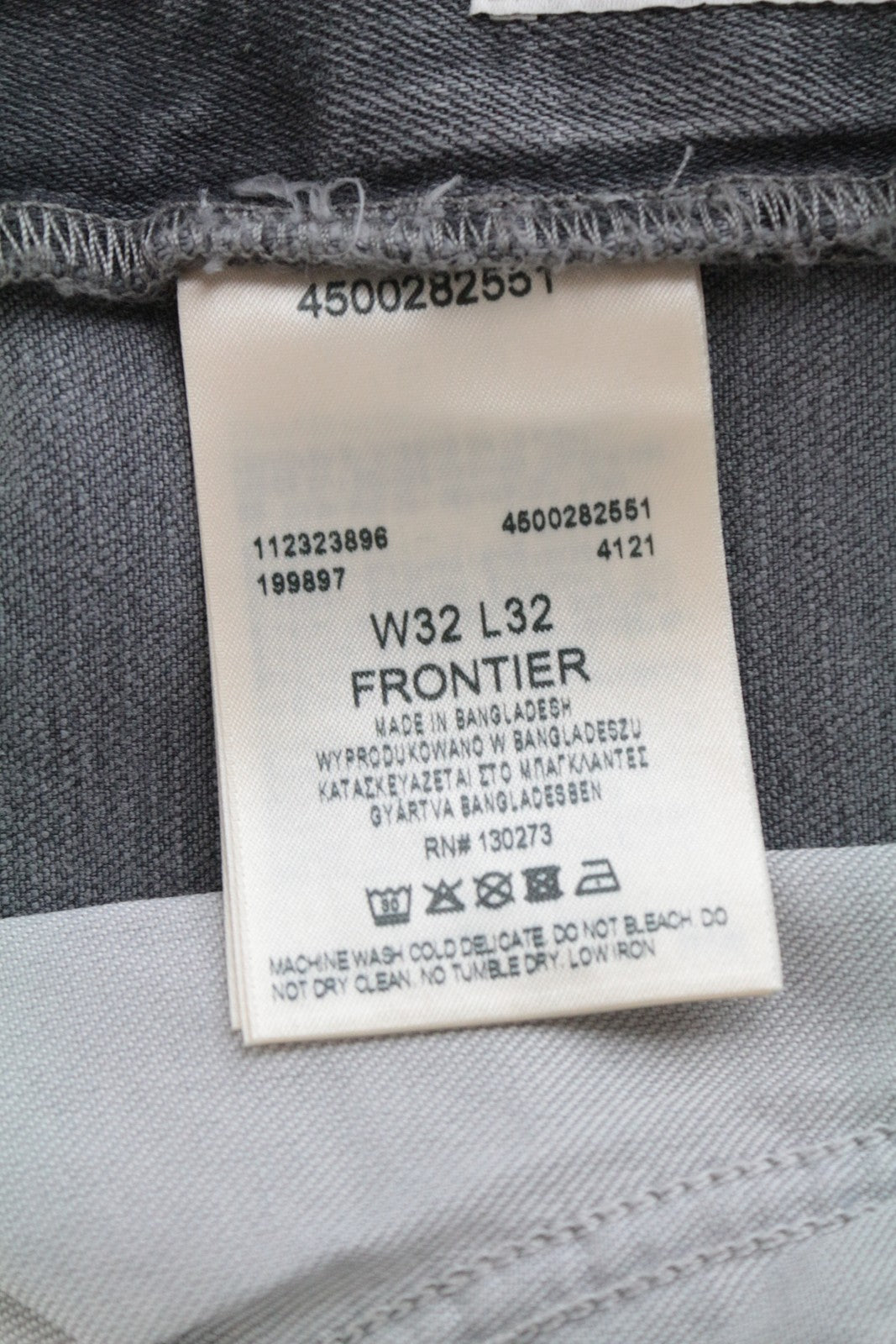 WRANGLER Frontier vyriški džinsai W32/L32 laisvalaikio tiesūs pilki medvilniniai tamprūs džinsai 