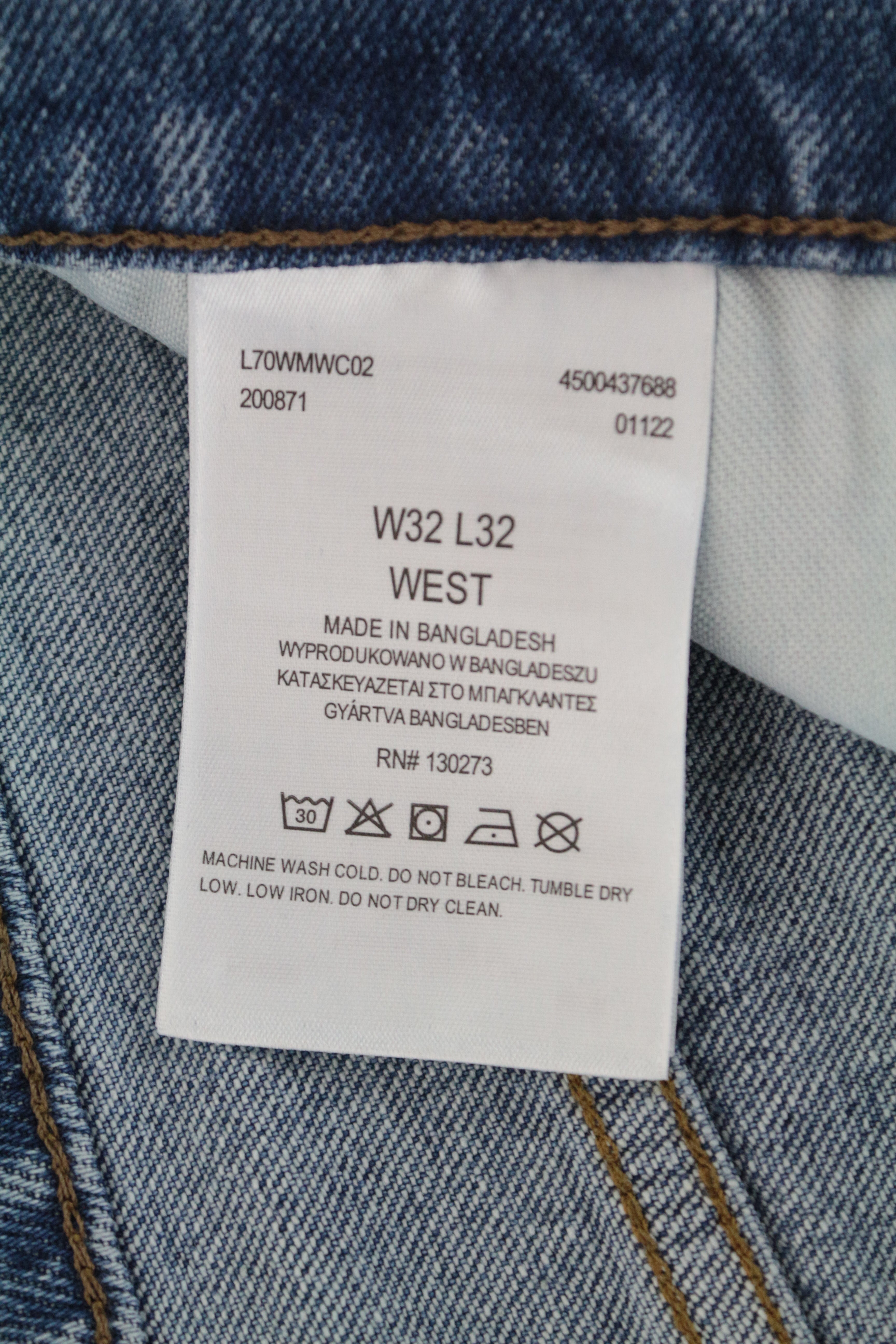 LEE West vyriški džinsai W32/L32 laisvalaikio kirpimo medvilniniai tamprūs šviesiai mėlyni džinsai 