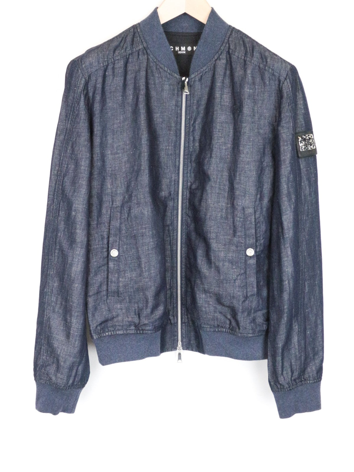 RICHMOND vyriška striukė 48 mėlyna medvilninė lininė bomber stiliaus lengva ilgomis rankovėmis 