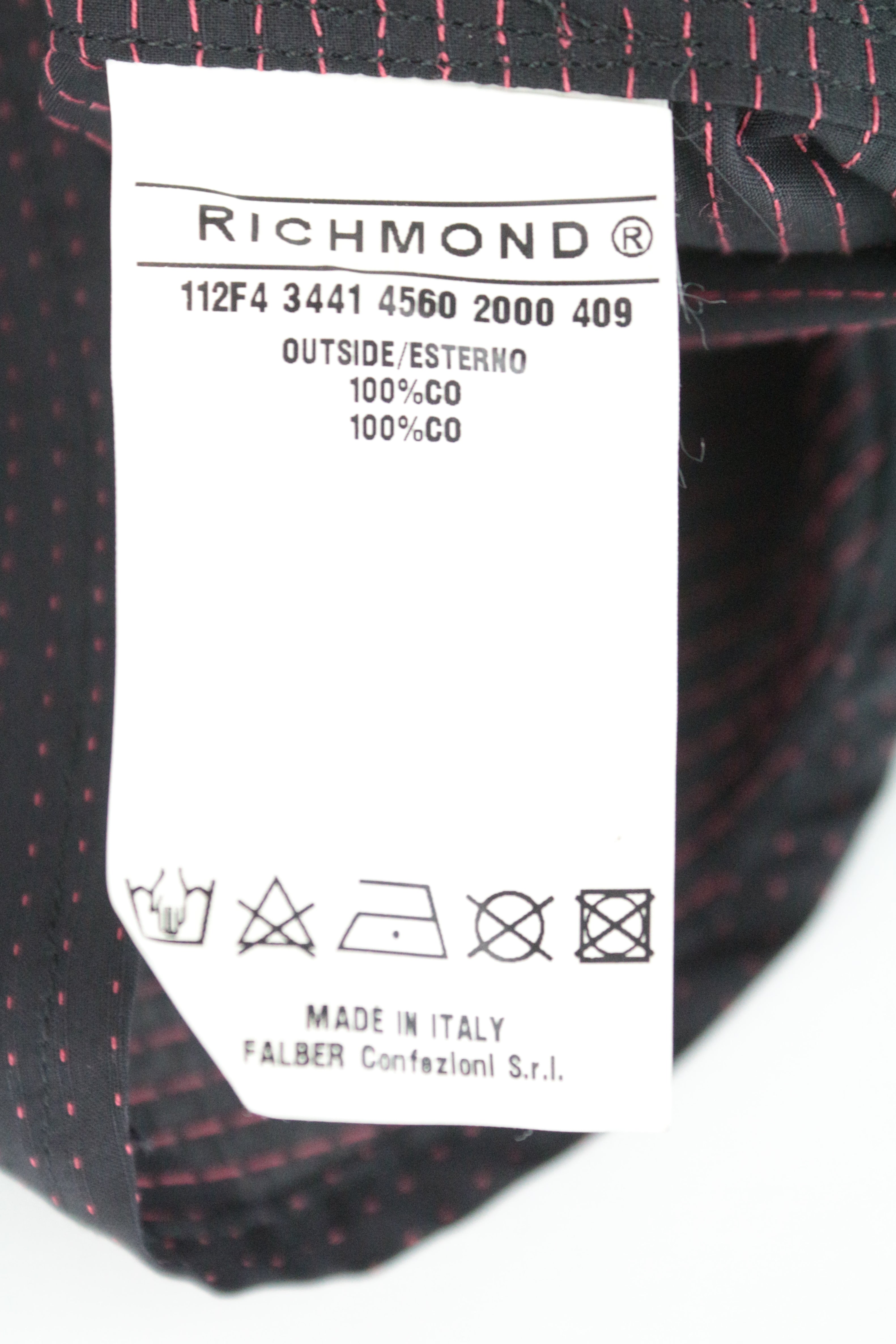 RICHMOND vyriški marškiniai M/L dydžio, tamsiai mėlyni, taškuoti, grynos medvilnės ilgomis rankovėmis, su sagomis 