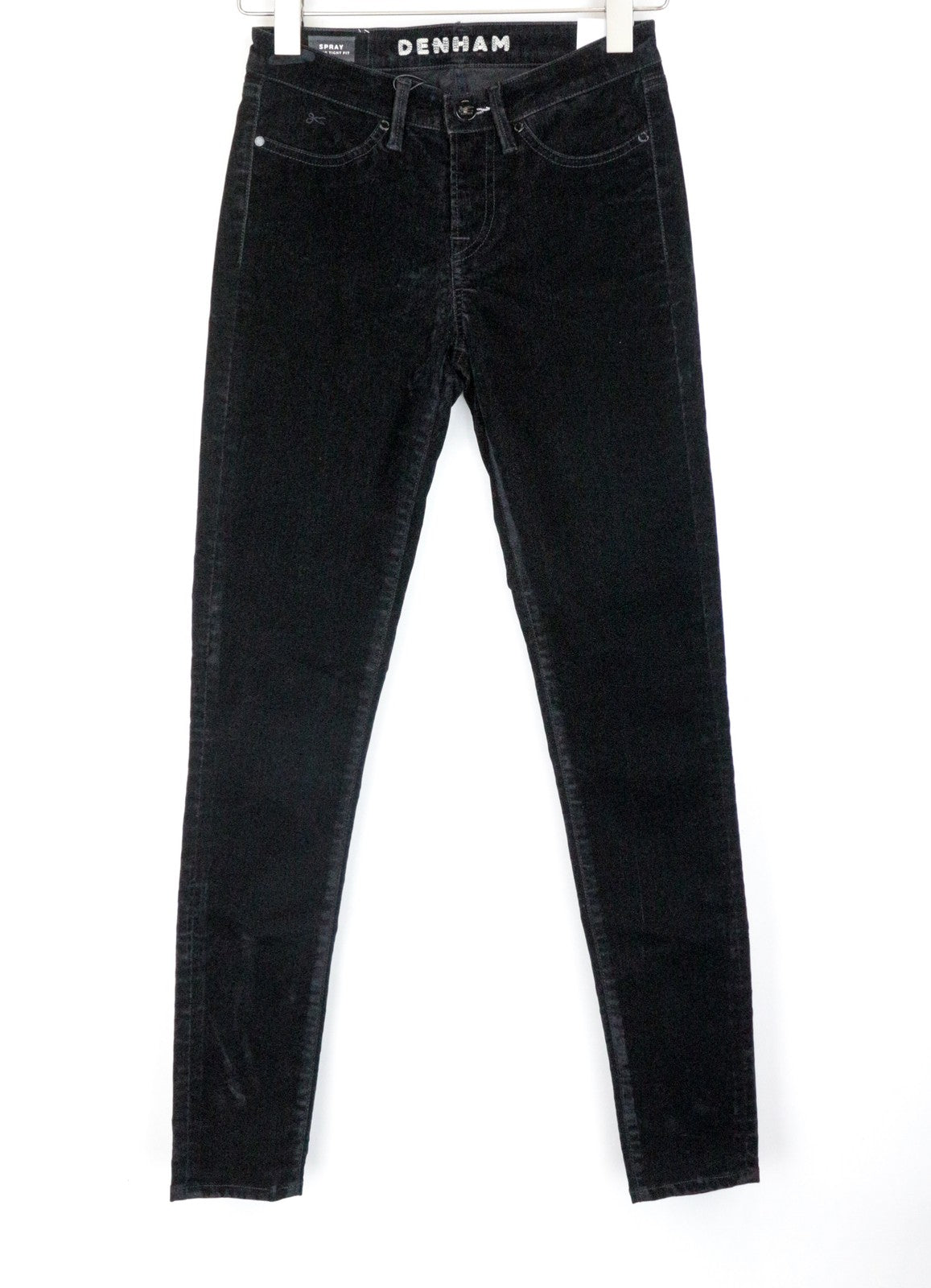 DENHAM Spray Women's Trousers W25/L30 Black Cotton Stretch Super Skinny Fit