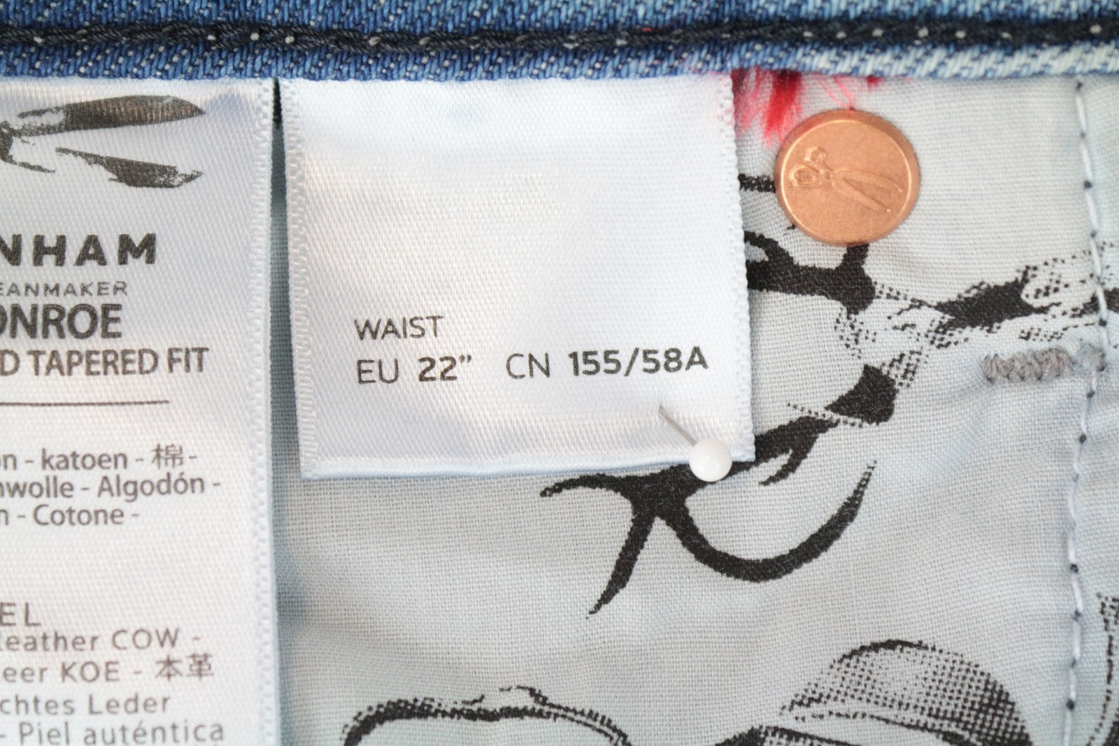 DENHAM Monroe Women's Jeans W22/L28 Girlfriend Tapered Fit Blue Cotton Girls