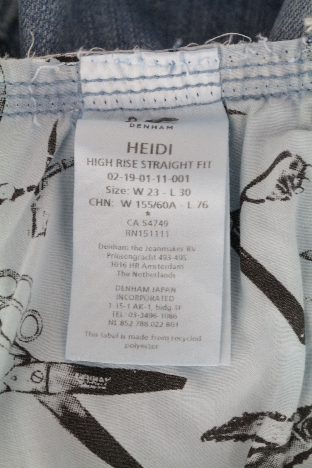 DENHAM Heidi Women's Jeans W23/L30 Straight Fit Blue Cotton Stretch Washed