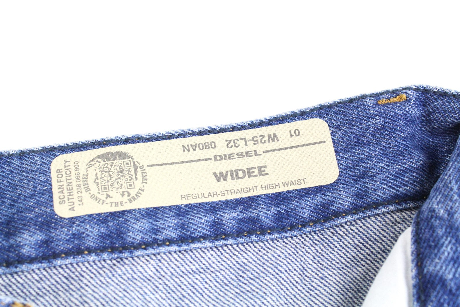 DIESEL Widee 080AN Women's Jeans W25/L32 Straight Pure Cotton Blue High Waist