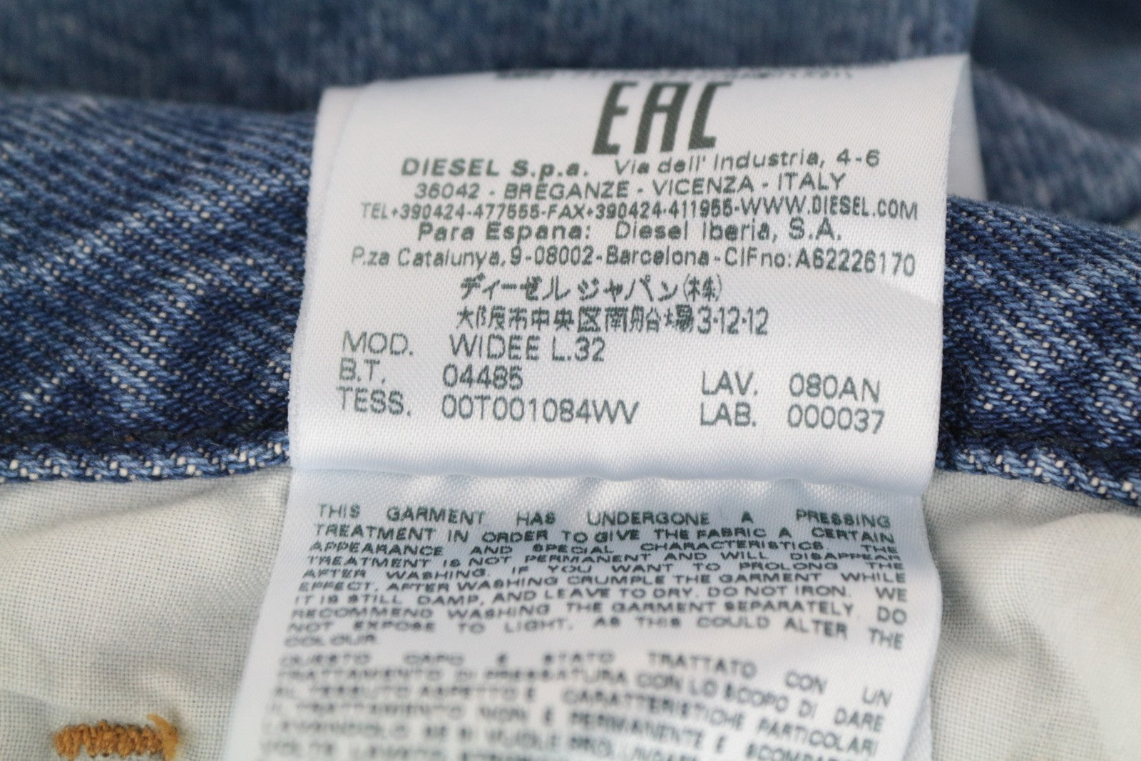 DIESEL Widee 080AN Women's Jeans W25/L32 Straight Blue High Waist Cotton Denim