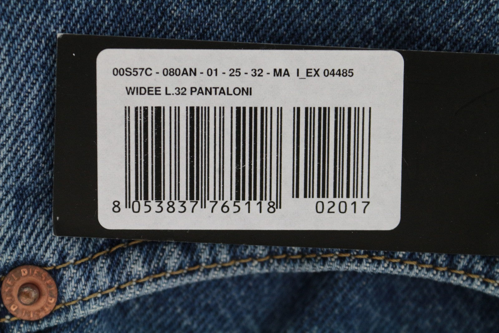 DIESEL Widee 080AN Women's Jeans W25/L32 Straight Blue High Waist Cotton Denim