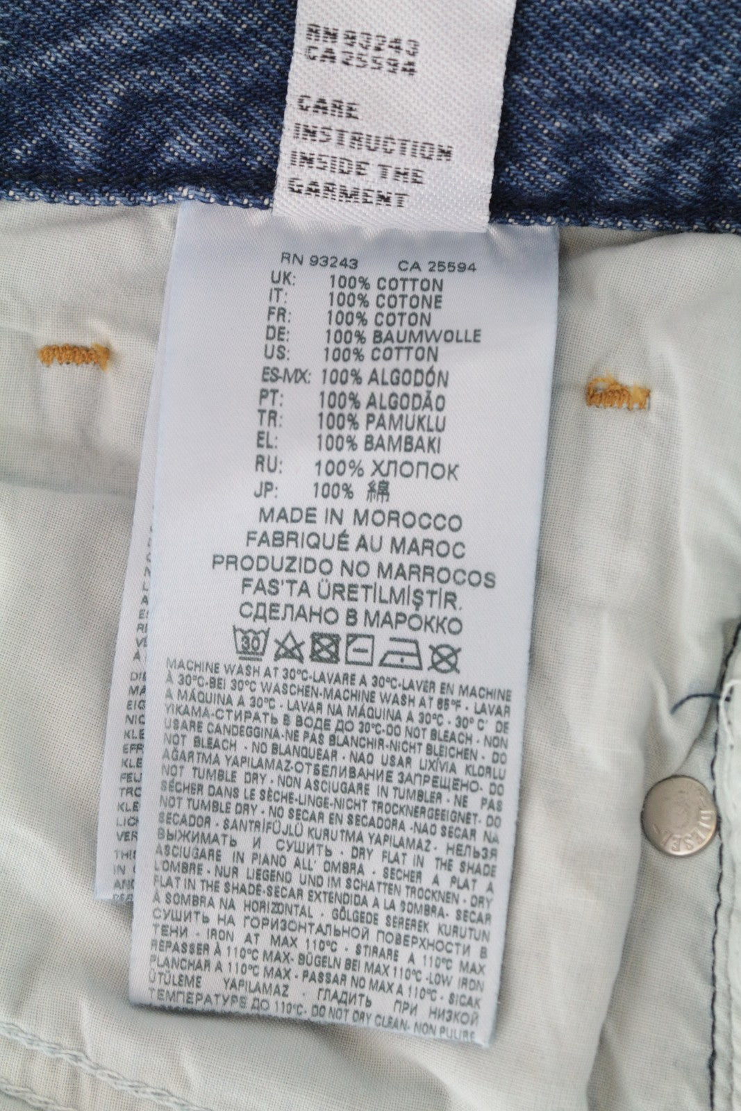 DIESEL Widee 080AN Women's Jeans W25/L32 Straight Blue High Waist Cotton Denim