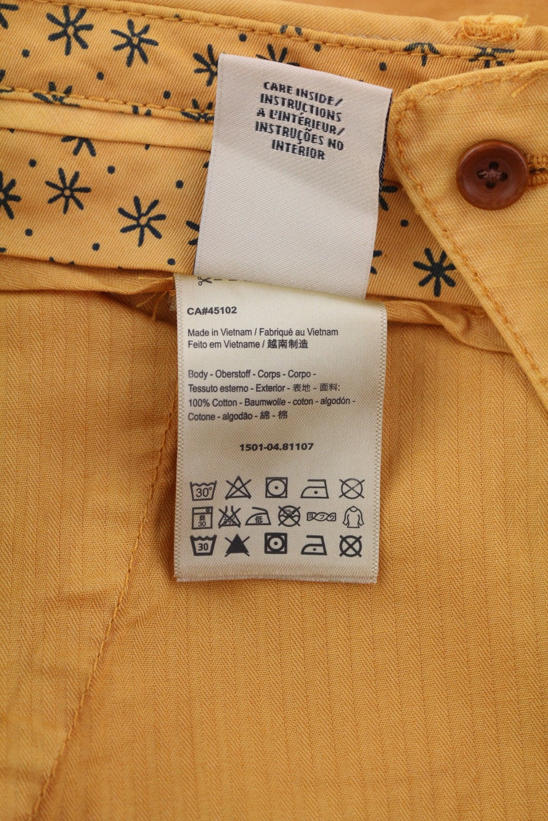 SCOTCH &amp; SODA vyriški šortai W32 Chino, oranžiniai, su atlenkiamu užtrauktuku ir logotipu. 