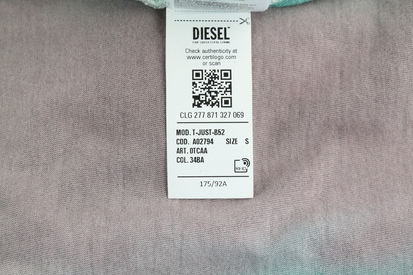 DIESEL T-Just-B52 Men T-Shirt S Short Sleeved Acid Wash Effect Crew RRP€125