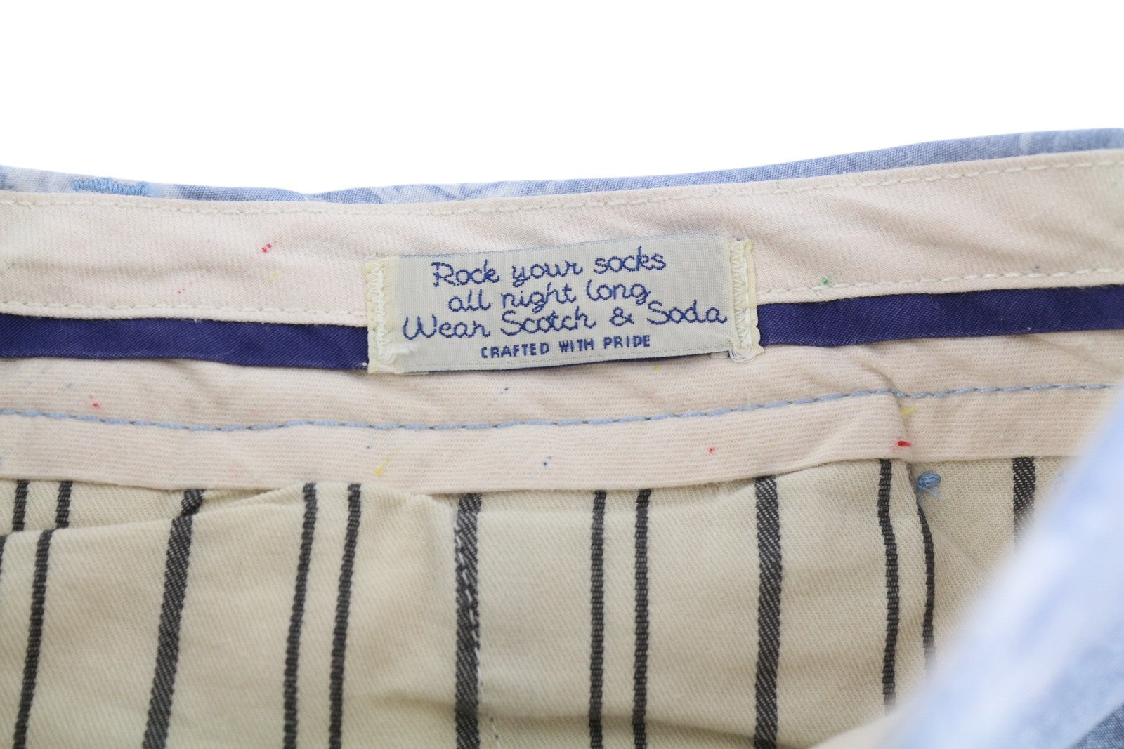 SCOTCH &amp; SODA vyriški šortai W32 Chino su gobtuvu, mėlynais lapais, raštuotais laisvalaikio šviesiais raštais