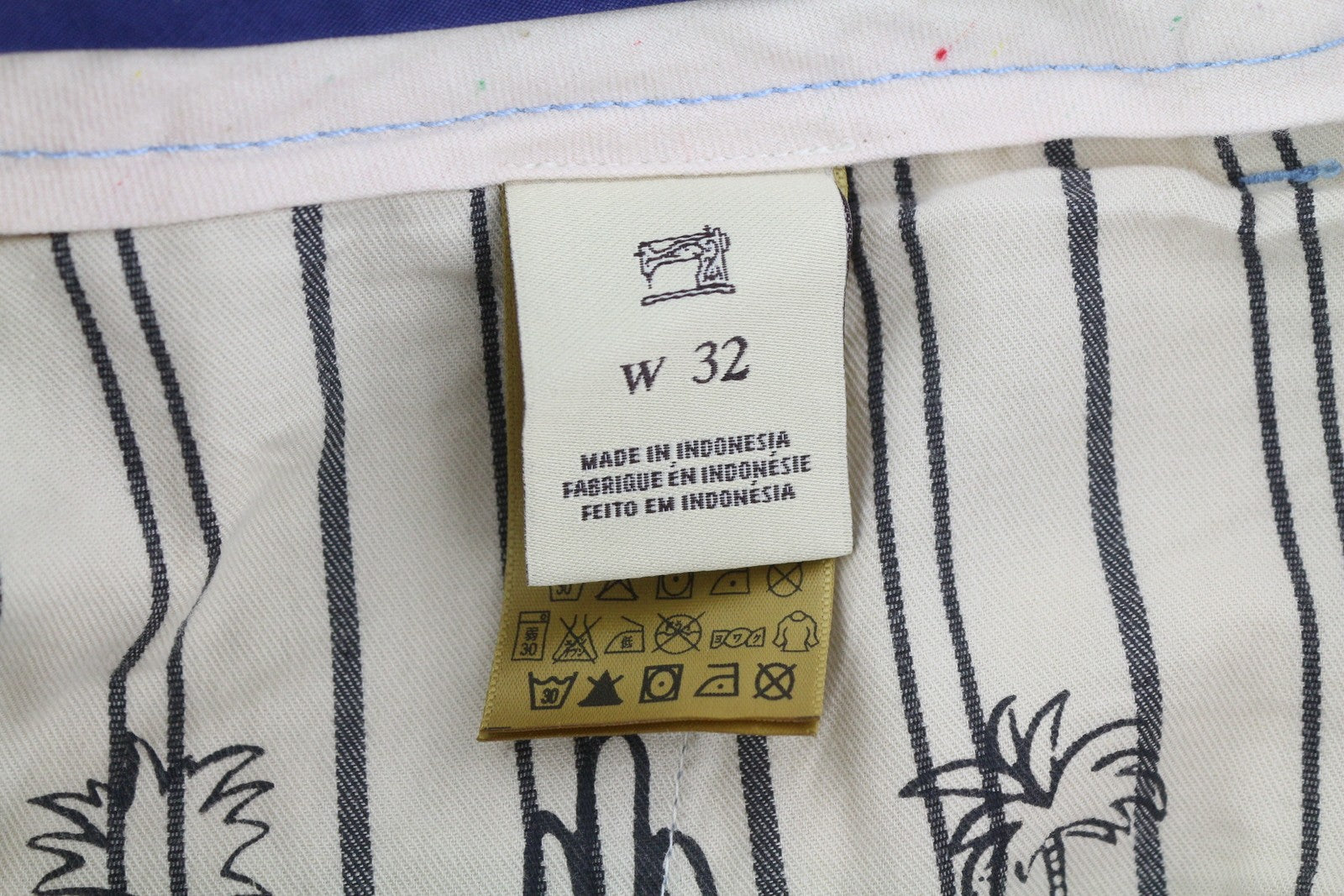 SCOTCH &amp; SODA vyriški šortai W32 Chino su gobtuvu, mėlynais lapais, raštuotais laisvalaikio šviesiais raštais