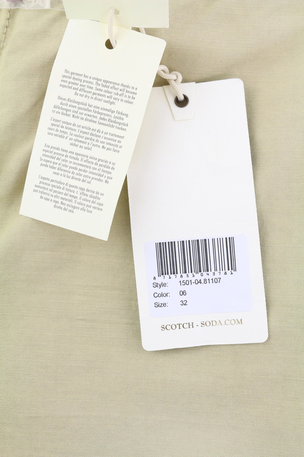 SCOTCH &amp; SODA vyriški šortai W32 Chino, rudi, su atlenkiamu užtrauktuku ir logotipu, laisvalaikio stiliaus. 