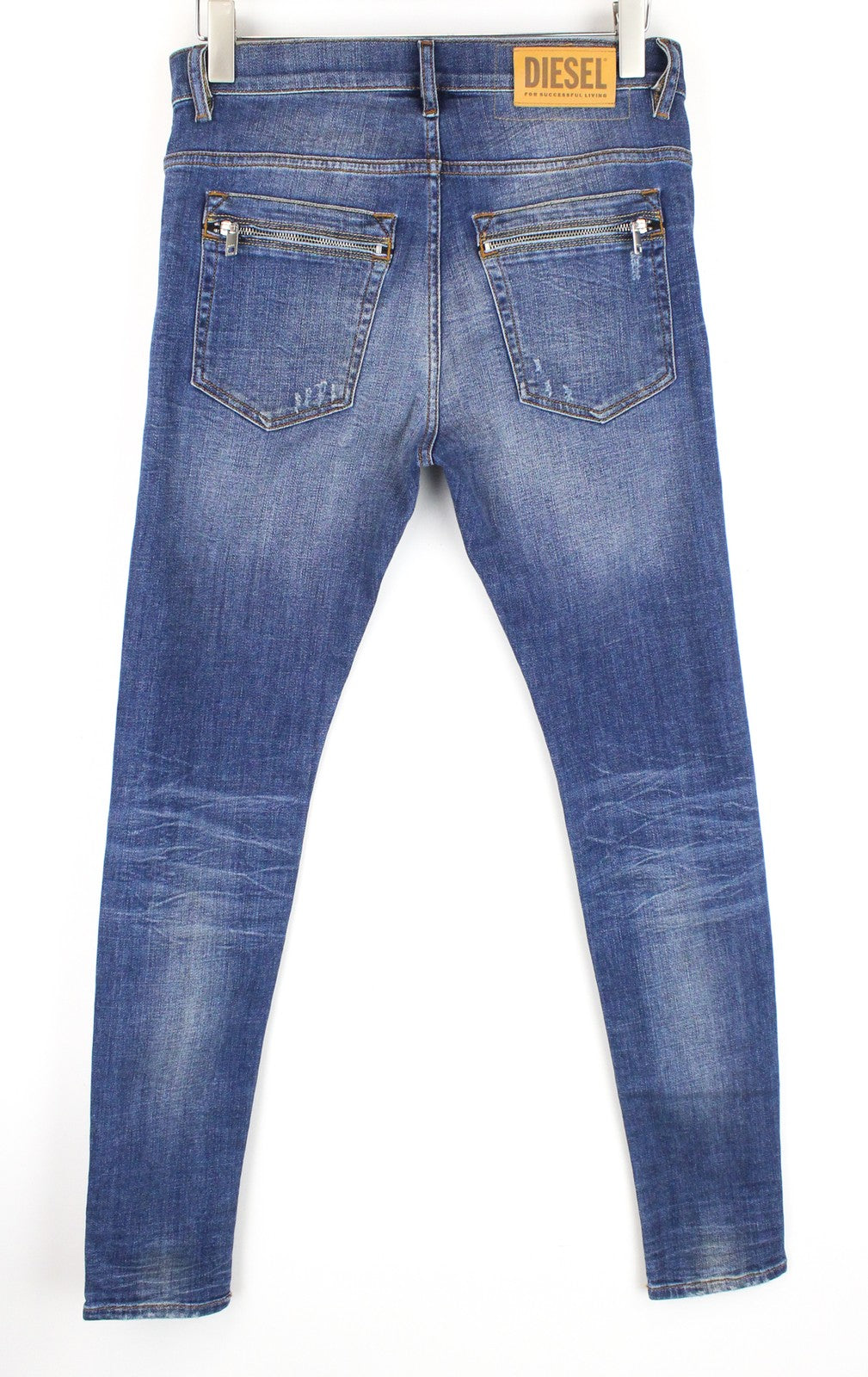 DIESEL D-Amny 086AN vyriški aptempti batai W29/L30, skalbtos mėlynos spalvos, tamprūs, dirbtinai sendinti 