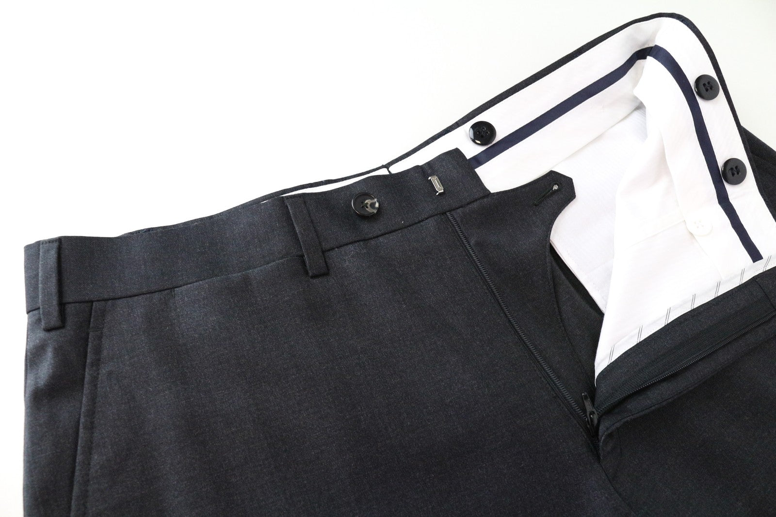 SUITSUPPLY Classic Trousers ~W35/L28 Mens Dark Grey Pleated Wool Lined