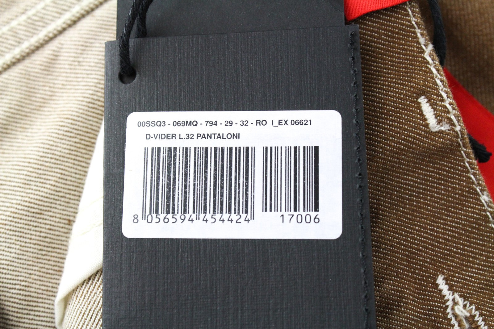 DIESEL D-Vider 069MQ vyriški rudi W29/L32 morkų stiliaus džinsai su sagomis ir tampriu audiniu 