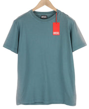 DIESEL T-Diegor-E22 vyriški marškinėliai L dydžio, mėlyni, išblukimo efekto, apvalios iškirptės, trumpomis rankovėmis, trikotažiniai