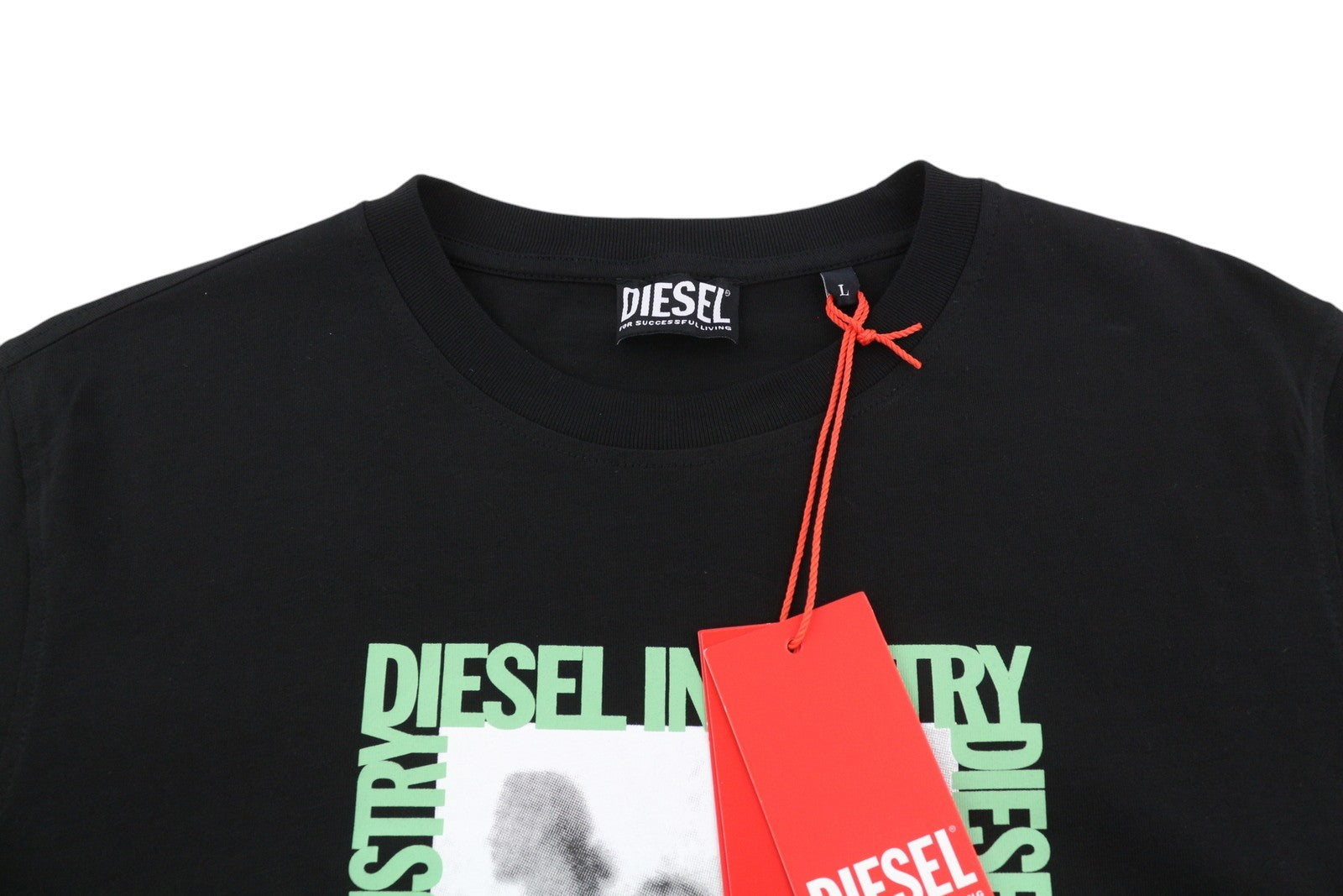 DIESEL T-Diegor-HS2 Men T-Shirt L Black Short Sleeve Crew Neck Tricot