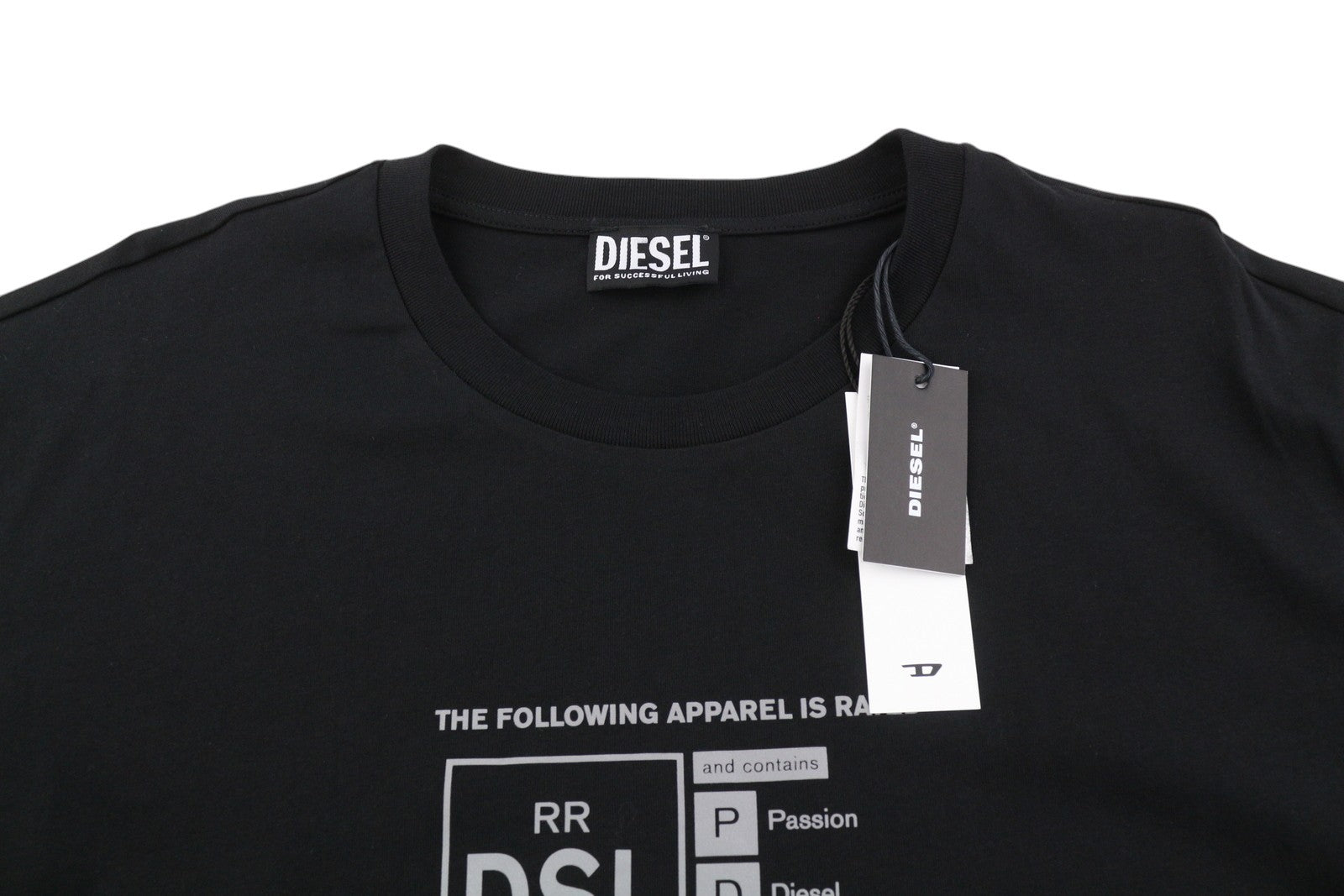 DIESEL T-Just-A35 Mens T-Shirt 2XL Black Short Sleeve Crew Neck  Front