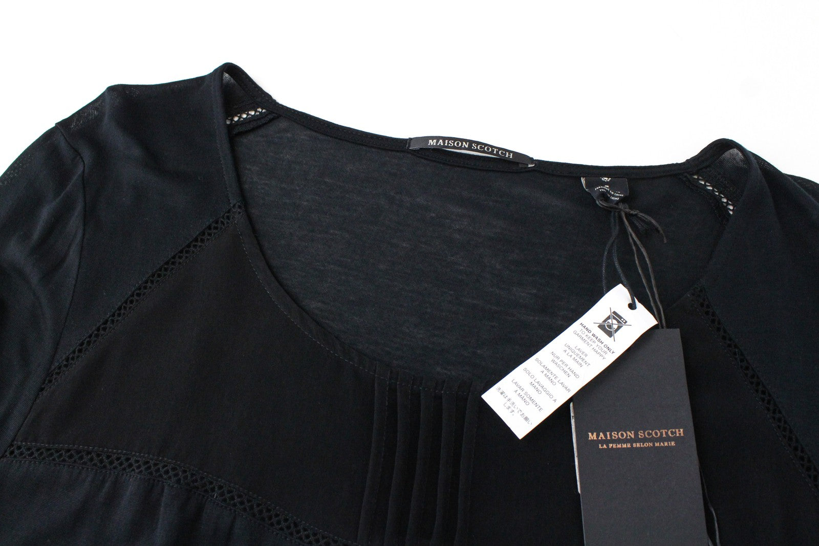 MAISON SCOTCH Womens's L Black Pullover Classic 2in1 Long Sleeve Layered