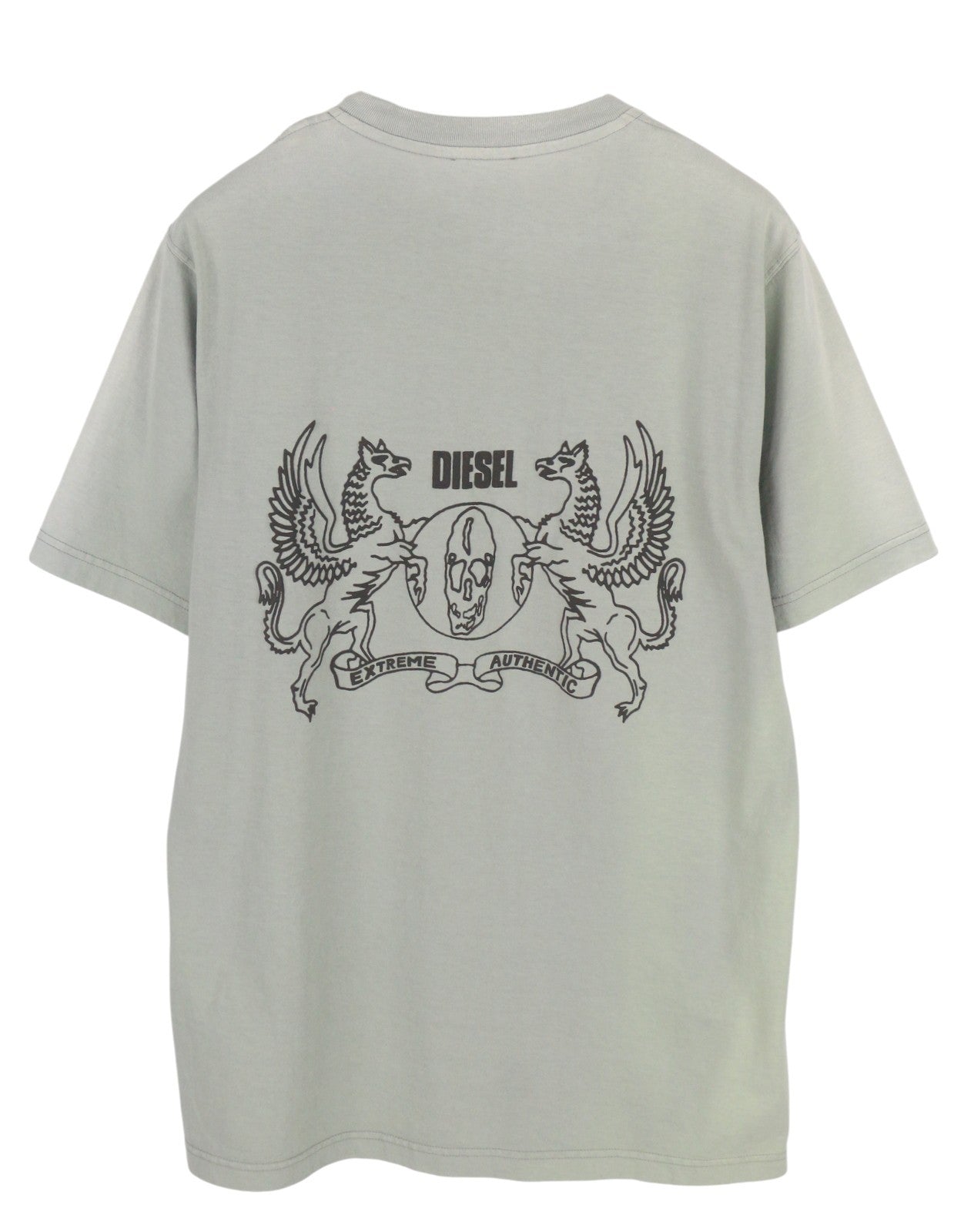DIESEL T-Just-E20 Mens T-Shirt L Grey Fade Effect Crew Neck Short Sleeve