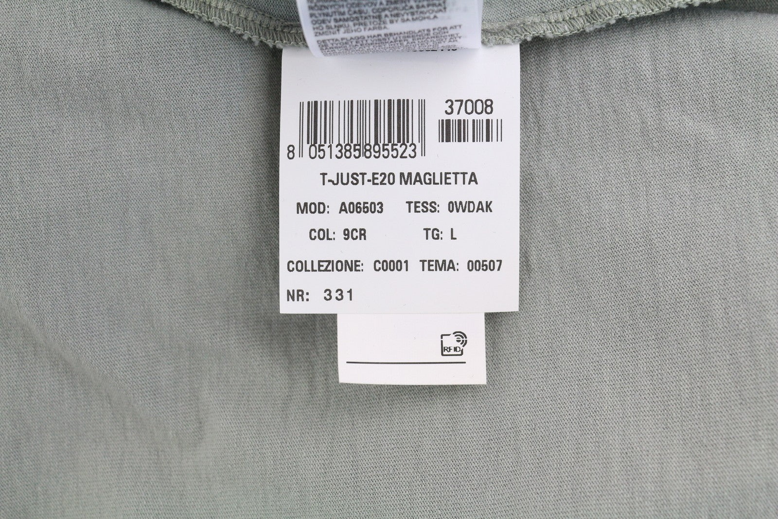 DIESEL T-Just-E20 Mens T-Shirt L Grey Fade Effect Crew Neck Short Sleeve