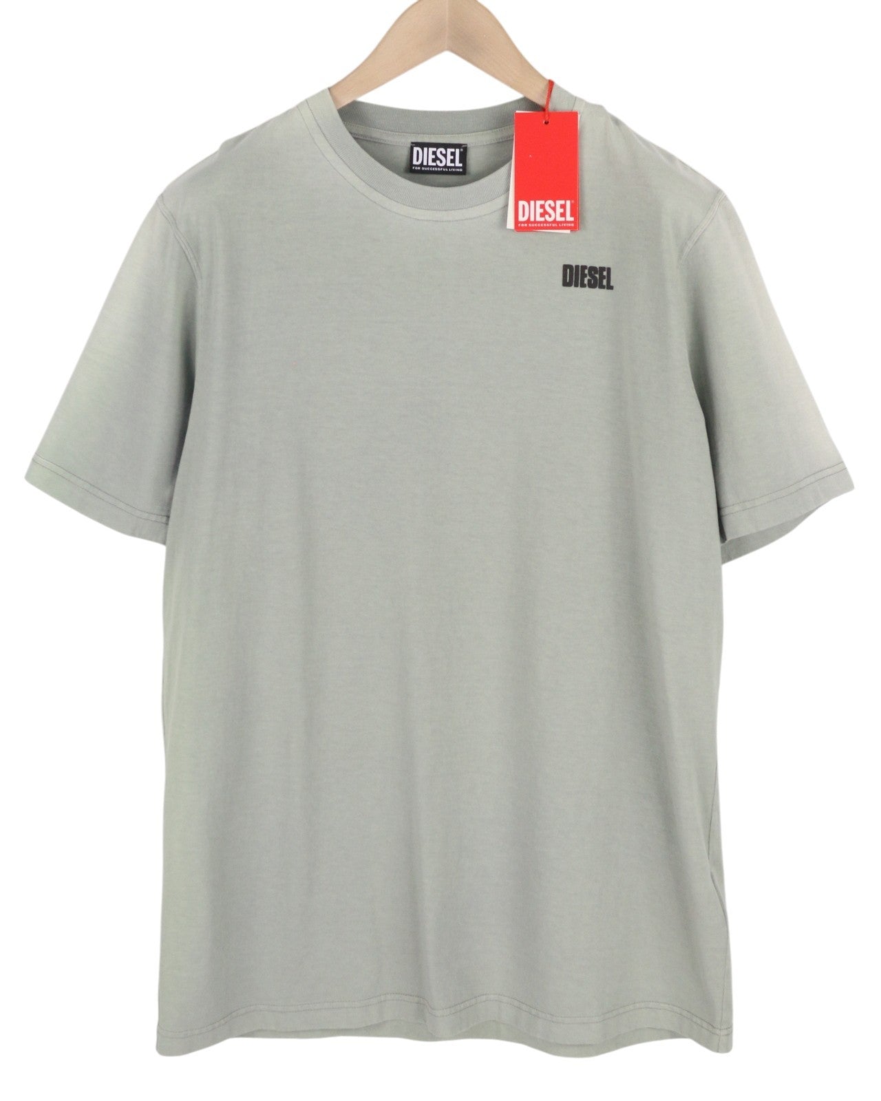 DIESEL T-Just-E20 Mens T-Shirt L Grey Fade Effect Crew Neck Short Sleeve