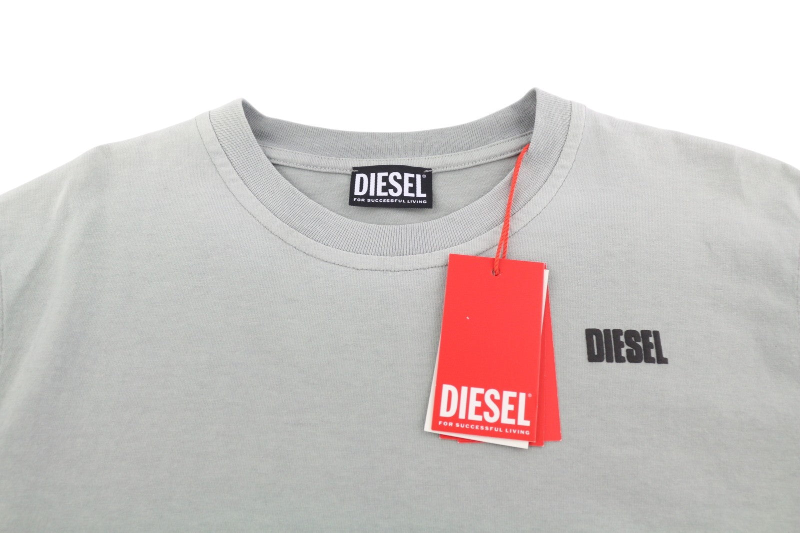 DIESEL T-Just-E20 Mens T-Shirt L Grey Fade Effect Crew Neck Short Sleeve