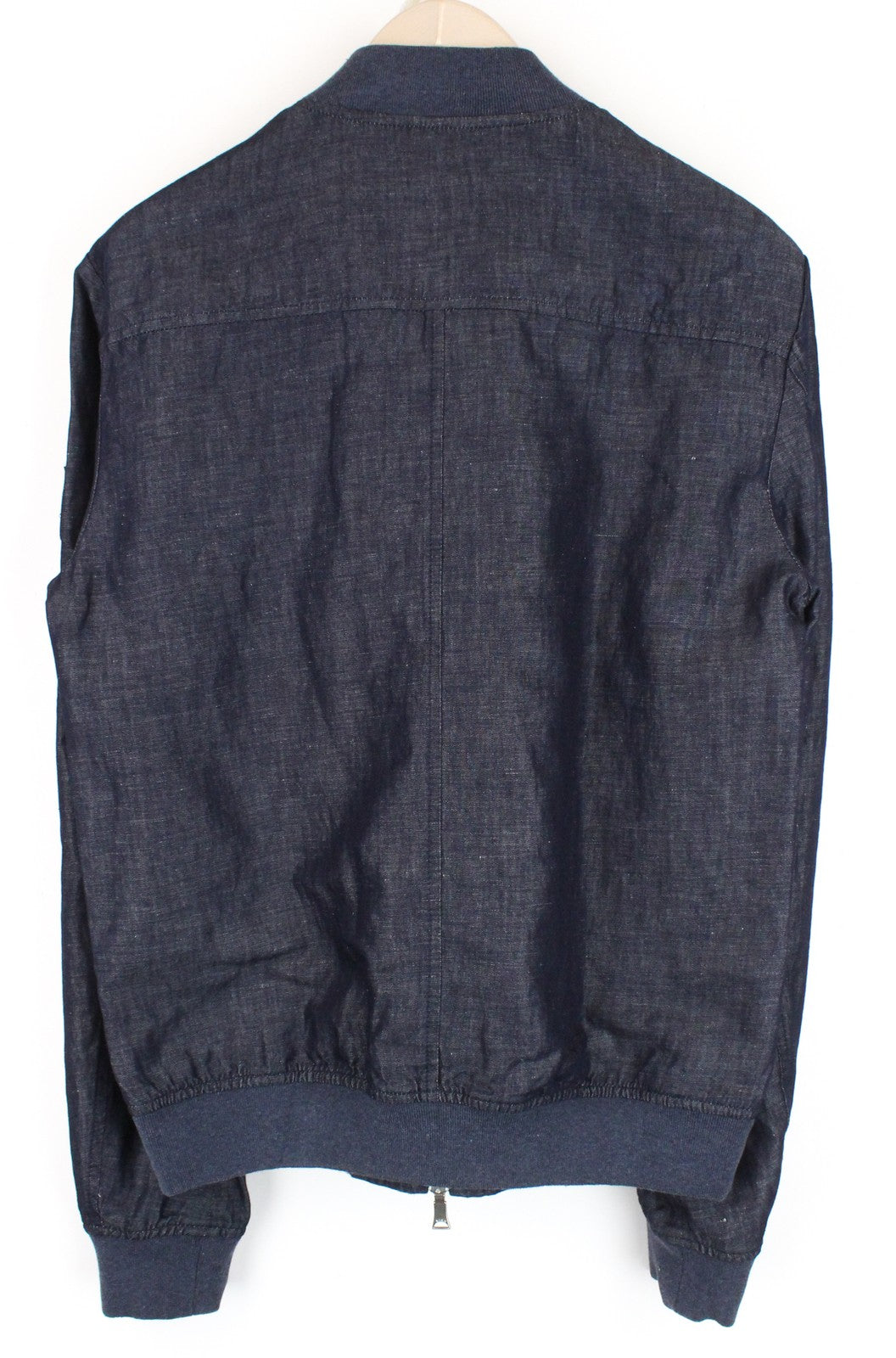 RICHMOND džinsinis vyriškas švarkas 48 Chambray su užtrauktuku bomber tamsiai mėlynas lino mišinio audinys