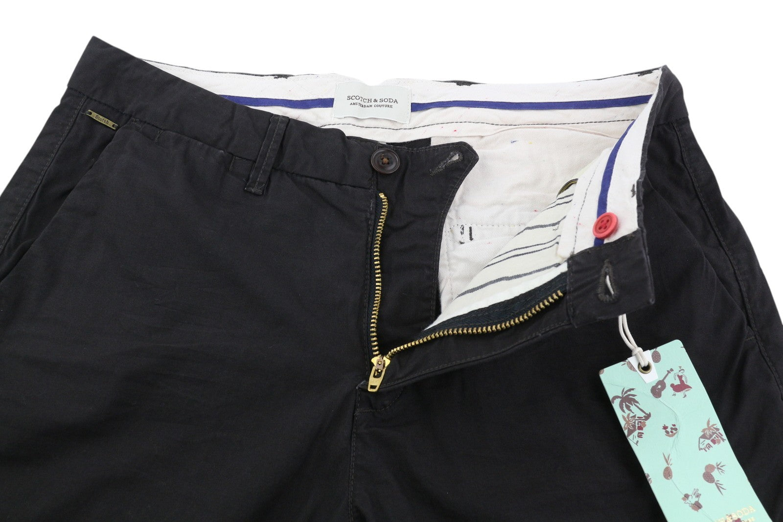 SCOTCH & SODA Men Shorts W28 Chino Dark Brown Zip Fly 5-Design Pockets Casual