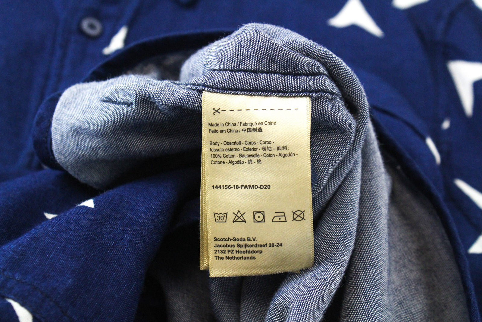 SCOTCH & SODA  Blauw Blue Shirt S Patterned Long Sleeve Mens