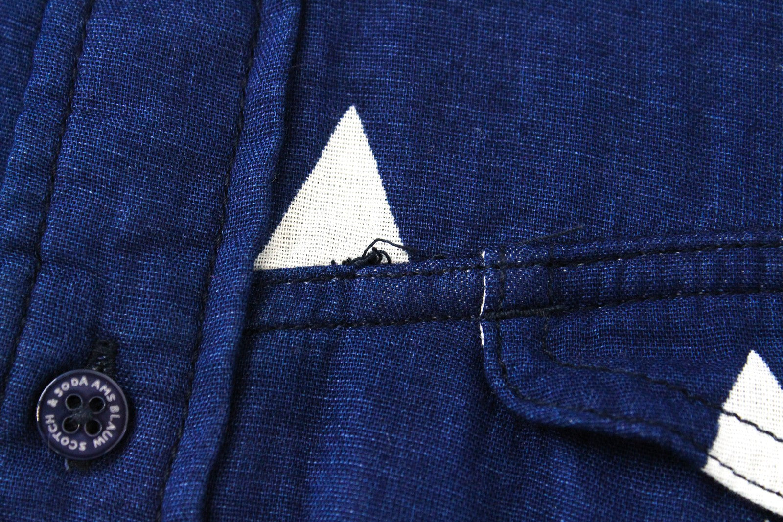 SCOTCH & SODA  Blauw Blue Shirt S Patterned Long Sleeve Mens