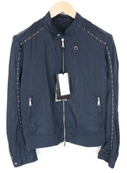 RICHMOND vyriška striukė 46 mėlyna trumpomis rankovėmis su dygsniais, laisvalaikio stiliaus, užtrauktuku 