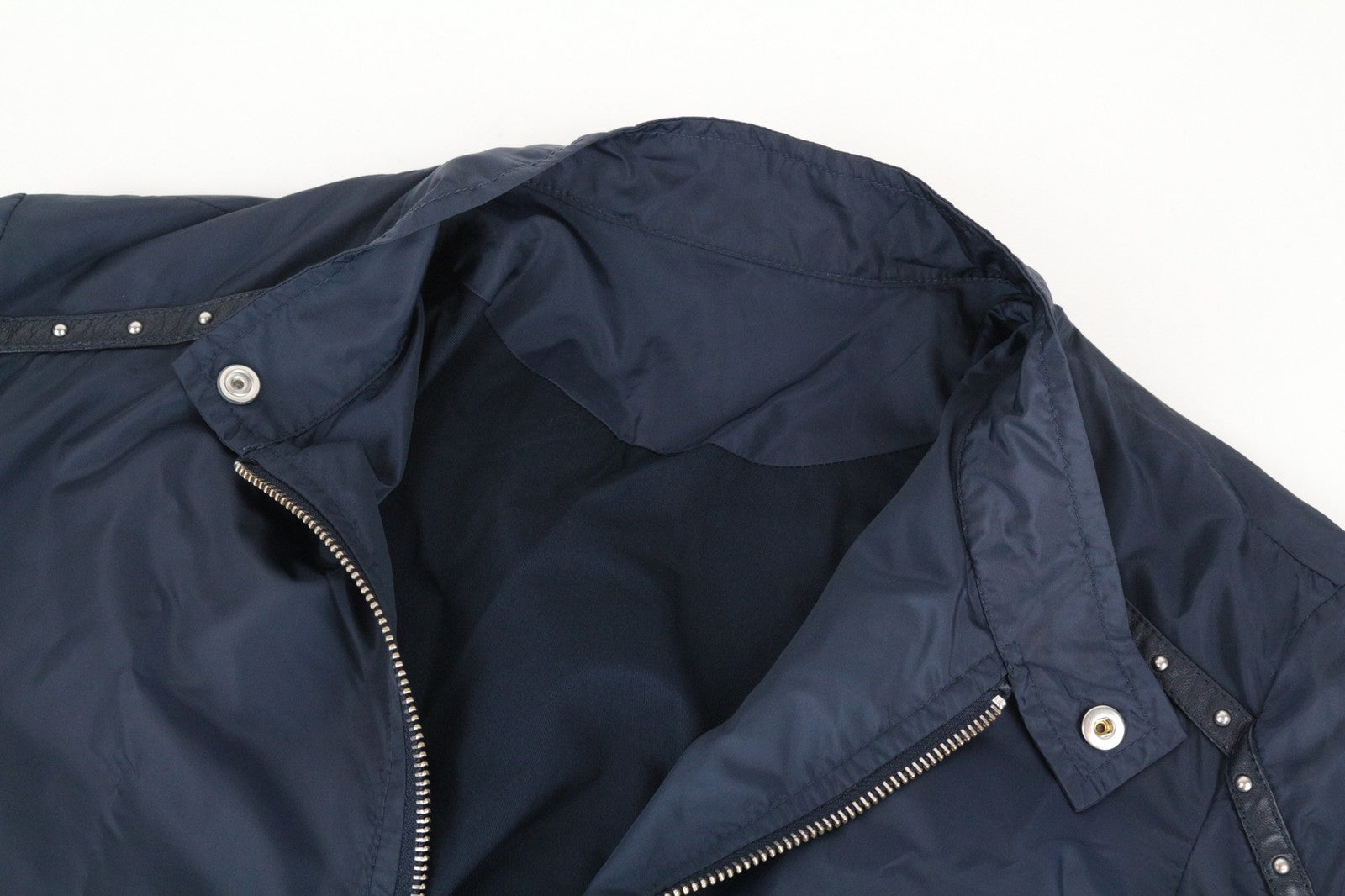 RICHMOND vyriška striukė 46 mėlyna trumpomis rankovėmis su dygsniais, laisvalaikio stiliaus, užtrauktuku 