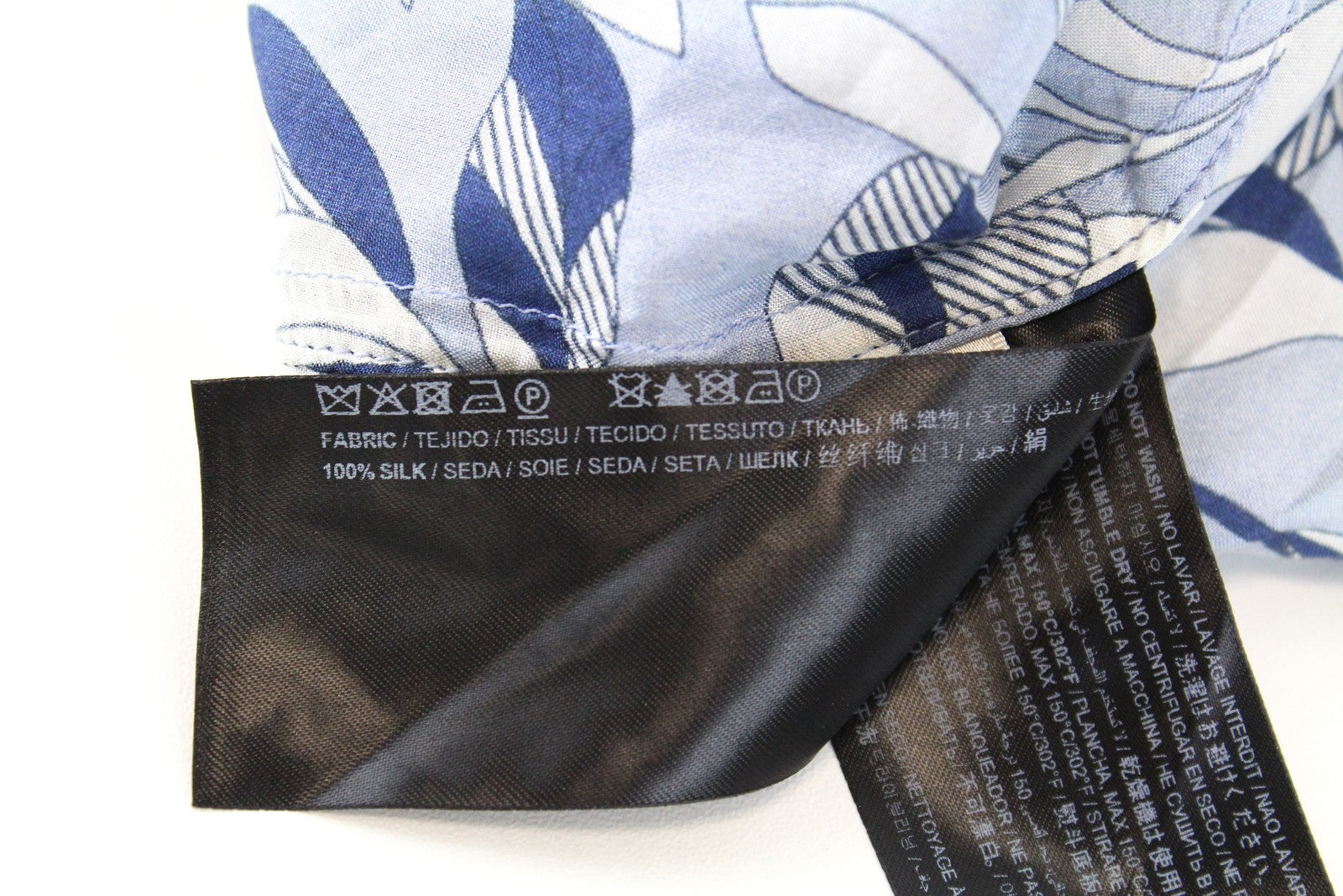 SUISTUDIO Charles Womens Silk Shirt UK6 Blue Lightweight Patterned Blouse