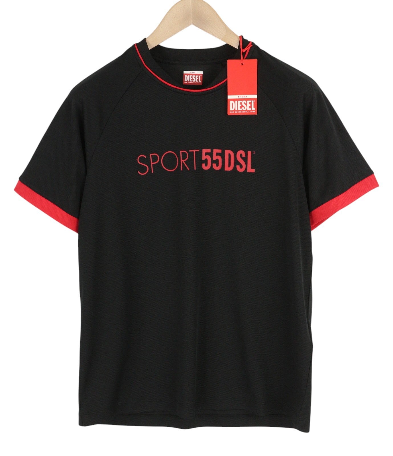 DIESEL Amtee-Crossoon-WT15 Men T-Shirt S Black 55DSL Sport Jersey Short Sleeved