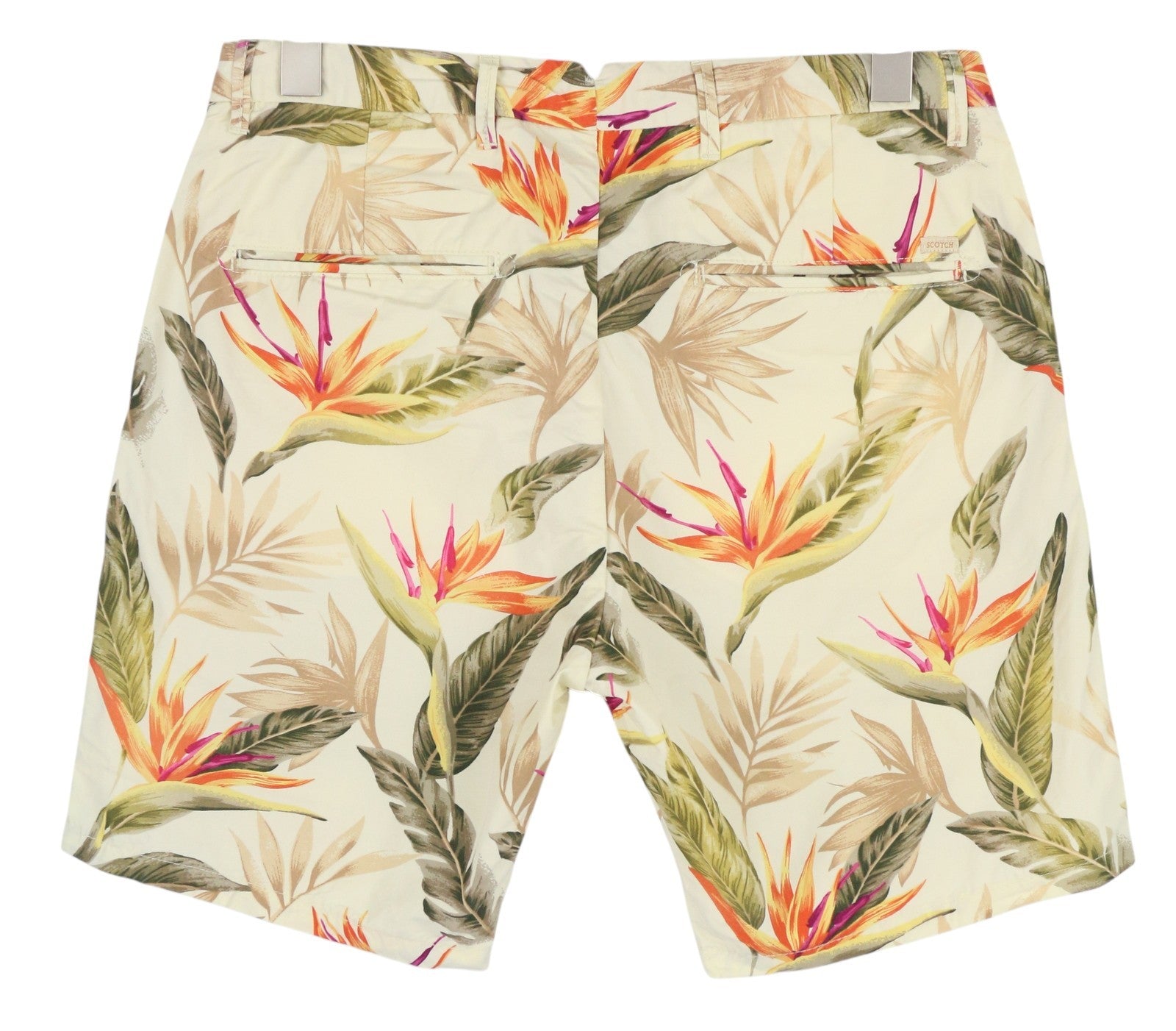 SCOTCH & SODA Men Shorts W29 Chino Colourful Leaf Pattern Pockets Logo Casual