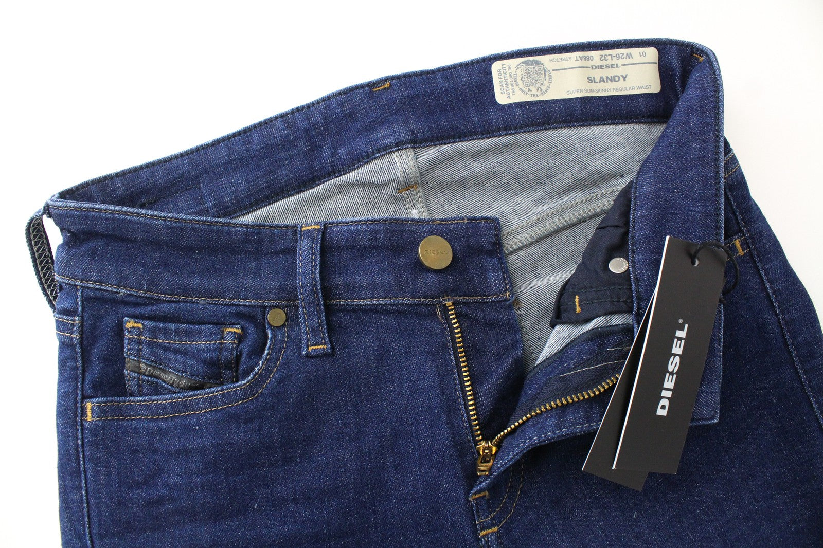 DIESEL Slandy 088AT Women's W26/L32 Skinny Fit Distressed Hems Blue Jeans